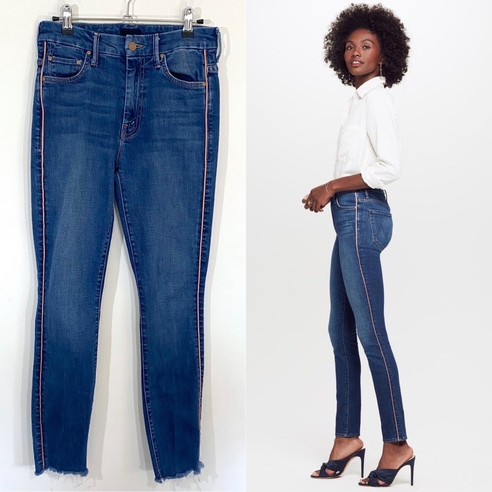 Mother High Waisted Looker What I Had Before I Had You 27 Raw Hem Side Stripe